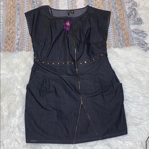 NWT Plus Z. Cavaricci Denim Studded Dress Size 20